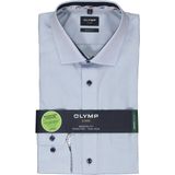 OLYMP - Blauw Effen Overhemd - 100% Katoen - Kent Kraag - Lange Mouwen