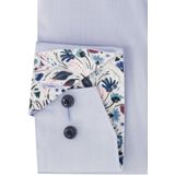 OLYMP - Blauw Effen Overhemd - 100% Katoen - Kent Kraag - Lange Mouwen