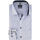 OLYMP - Blauw Effen Overhemd - 100% Katoen - Kent Kraag - Lange Mouwen