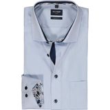 OLYMP - Blauw Effen Overhemd - 100% Katoen - Kent Kraag - Lange Mouwen