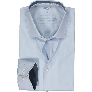 Olymp overhemd normale fit blauw effen katoen