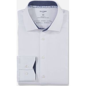 OLYMP - 24/7 Overhemd - Wit - Katoen/Polyester/Elastaan - Strijkvriendelijk