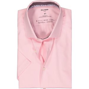 OLYMP 24/7 modern fit overhemd, korte mouw, dynamic flex, lichtroze