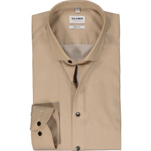 OLYMP Level 5 body fit overhemd, mouwlengte 7, structuur, beige
