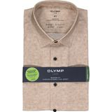 OLYMP - 24/7 Overhemd - Bruin Melange - Tricot - Strijkvriendelijk