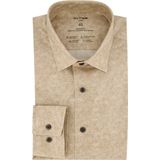 OLYMP - 24/7 Overhemd - Bruin Melange - Tricot - Strijkvriendelijk