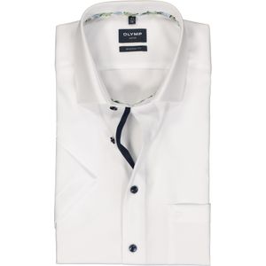 OLYMP modern fit overhemd, korte mouw, structuur, wit