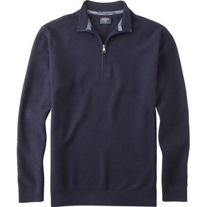 OLYMP modern fit schipperstrui katoen - structuur - korte rits - marine blauw