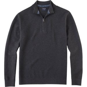 OLYMP modern fit schipperstrui katoen - structuur - korte rits - antraciet grijs