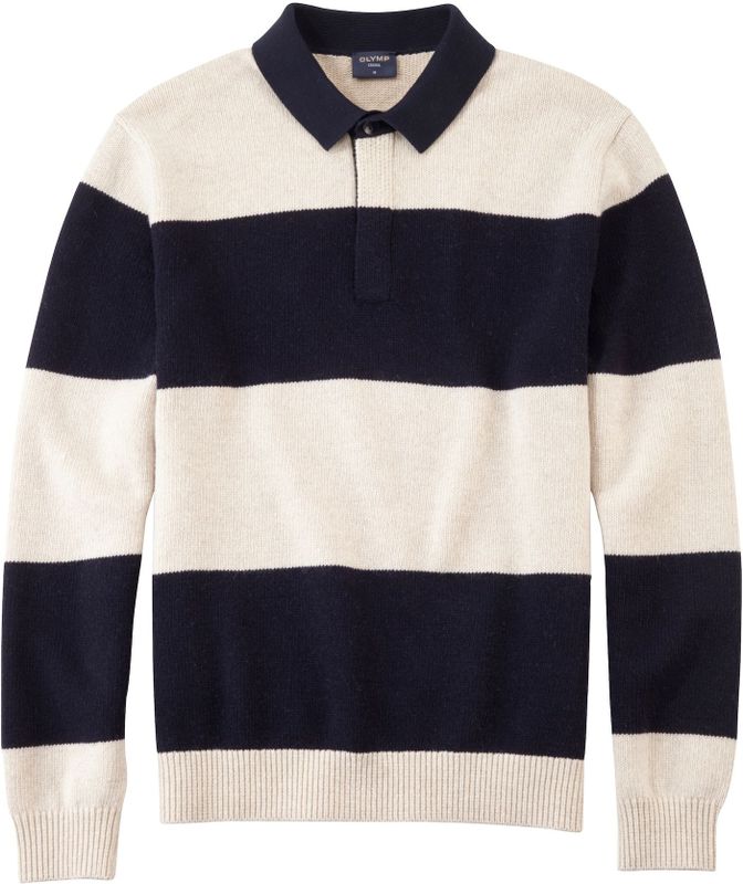 OLYMP - Casual Polo - Gebroken Wit - 45% Wol/43% Katoen/12% Nylon