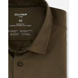 OLYMP 24/7 Overhemd - Tricot - Modderbruin - Strijkvriendelijk