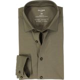 OLYMP 24/7 Overhemd - Tricot - Modderbruin - Strijkvriendelijk