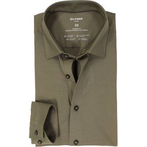 OLYMP 24/7 modern fit overhemd, tricot, modderbruin