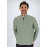 OLYMP modern fit schipperstrui katoen - structuur - korte rits - lichtgroen