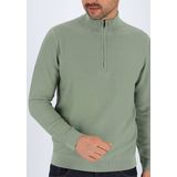 OLYMP modern fit schipperstrui katoen - structuur - korte rits - lichtgroen