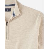 OLYMP modern fit schipperstrui katoen - structuur - korte rits - beige