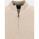 OLYMP modern fit schipperstrui katoen - structuur - korte rits - beige