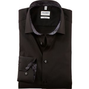 OLYMP - Level 5 - Body Fit Overhemd - Zwart - Satijnbinding