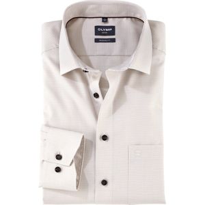 OLYMP Overhemd - Beige - Katoen - Widespread Boord - Lange Mouwen