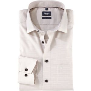 Olymp Overhemd Lange Mouw - Beige - Slim Fit