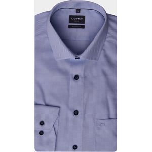 OLYMP - Modern Fit Overhemd - Lichtblauw - Structuur - Lange Mouwen