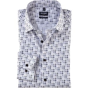 OLYMP - Modern Fit - Overhemd - Beige Dessin - Strijkvrij - Boordmaat 42