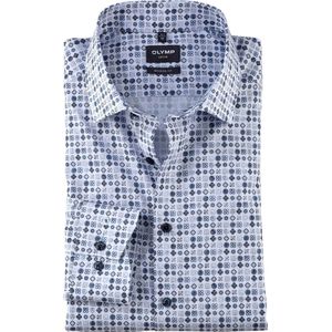 OLYMP - Modern Fit - Overhemd - Lichtblauw Dessin - Popeline - Strijkvrij