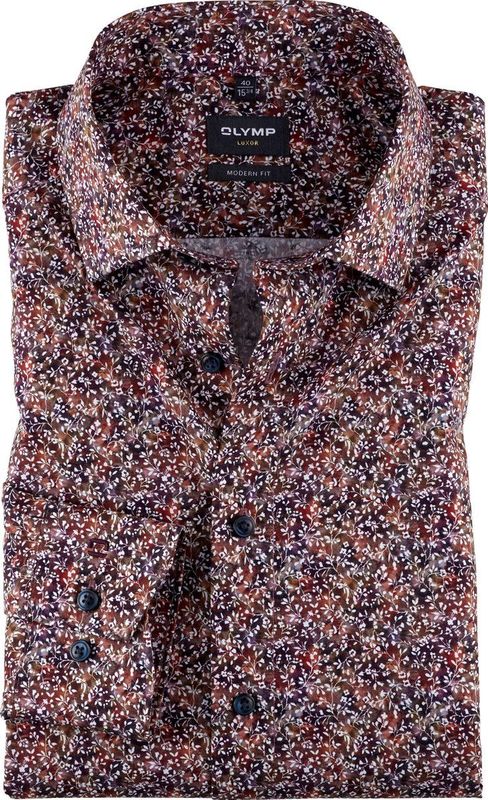 OLYMP - Multicolor Fantasie - Overhemd - Kent Kraag - Lange Mouwen - Licht Getailleerd