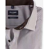 OLYMP - Modern Fit - Overhemd - Bruin Gestreept - Popeline