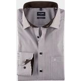 OLYMP - Modern Fit - Overhemd - Bruin Gestreept - Popeline