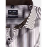 OLYMP - Modern Fit - Overhemd - Bruin Gestreept - Popeline