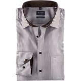 OLYMP - Modern Fit - Overhemd - Bruin Gestreept - Popeline