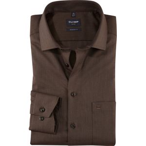 Olymp - Luxor Overhemd - Bruin - Katoen - Normale Fit