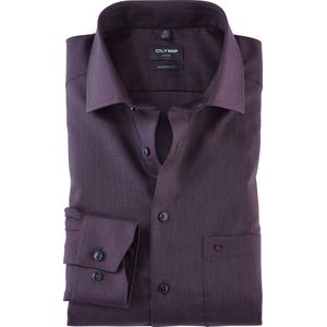 Olymp Luxor Overhemd - Paars - Modern-fit - Strijkvrij Katoen - Lange Mouw
