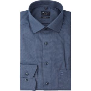 OLYMP modern fit overhemd, structuur, rookblauw - Maat: 41 41
