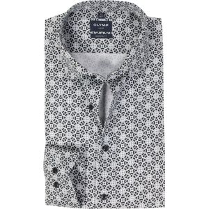 OLYMP - Modern Fit - Overhemd - Antraciet Grijs Dessin - Strijkvrij