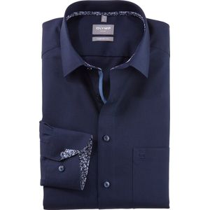 OLYMP - Comfort Fit Overhemd - Donkerblauw - Popeline - Strijkvrij