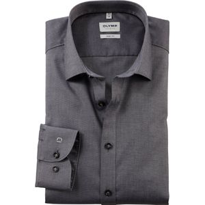 OLYMP Level 5 body fit overhemd, mouwlengte 7, structuur, zilvergrijs