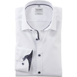 OLYMP Level 5 Overhemd - Wit - Katoen/Elastolefin - Strijkvriendelijk