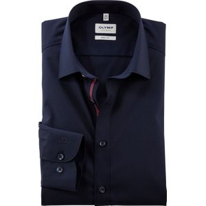 OLYMP Level 5 Overhemd - Donkerblauw - Popeline - Strijkvriendelijk