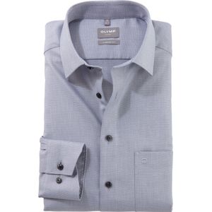 OLYMP - Grijs Effen Overhemd - 100% Katoen - Kent Kraag - Lange Mouwen