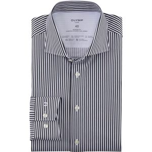 OLYMP - Heren Overhemd - Zwart met Wit - Poplin - Lange Mouwen