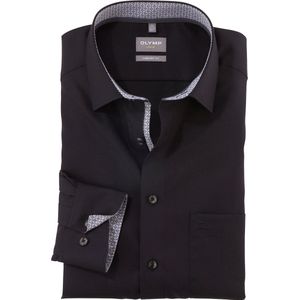OLYMP - Luxor - Overhemd - Zwart - Popeline - Strijkvrij