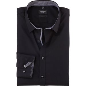 OLYMP - No. 6 - Overhemd - Zwart - Super Slim Fit, Popeline, Lange Mouwen, Easy Iron