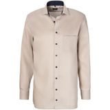 OLYMP - Luxor - Heren Overhemd - Beige - Natte Weving