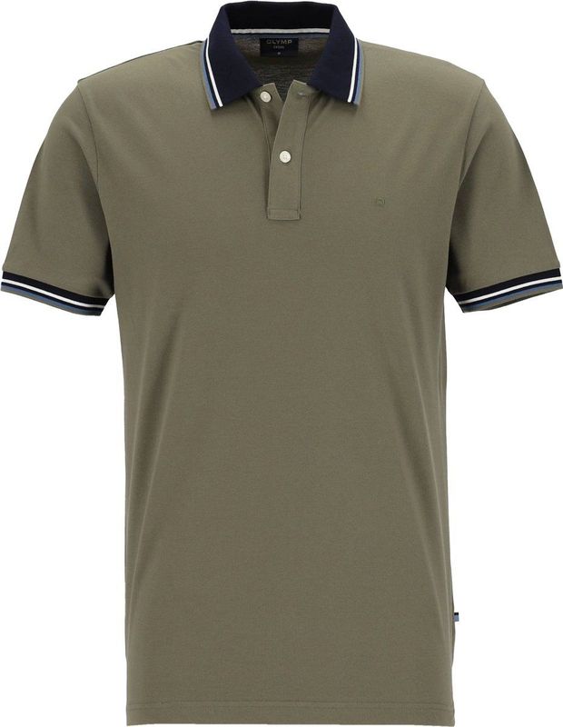 OLYMP - Casual Poloshirt - Blauw - Piqué - Korte Mouwen