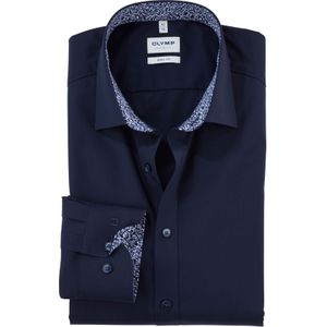 OLYMP Level 5 body fit overhemd, popeline, donkerblauw