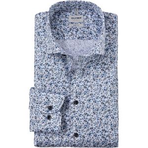 OLYMP Level 5 body fit overhemd, dobby, lichtblauw dessin