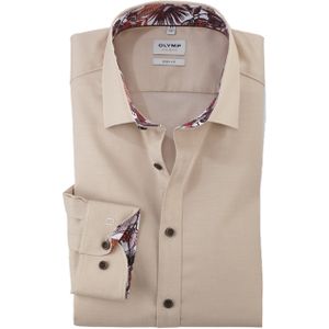 OLYMP - Level 5 - Overhemd - Beige - Structuurweving - Body Fit