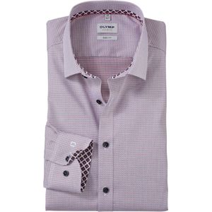 OLYMP - Level 5 - Body Fit Overhemd - Steenrood - Structuurweving